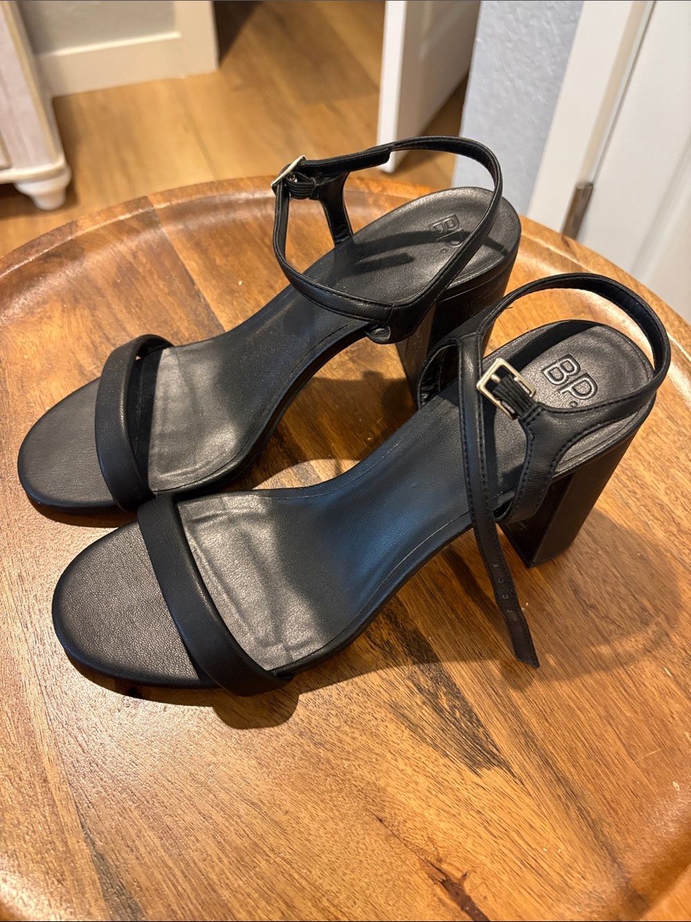 BP by Nordstrom Black Minimalist Block Heel Sandals